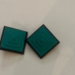 Retro Geometric Teal and Black Earrings